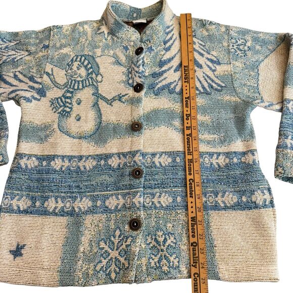 VINTAGE Unique‎ Sugar Street Weavers Snowman Sweater Winter Wonder Land S Rare - Picture 8 of 13